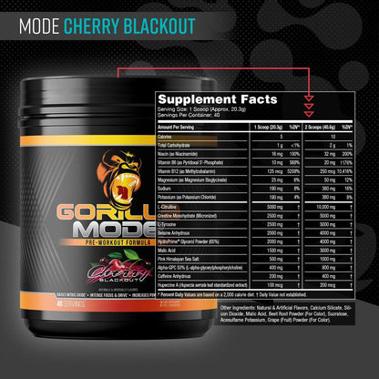 Gorilla Mode Pre Workout - Massive Pumps | 796g (Orange Rush)