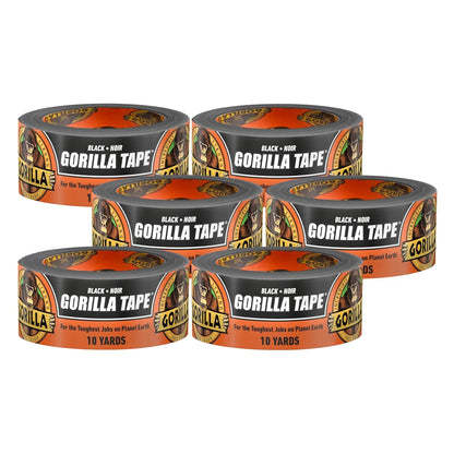 GORILLA Tape; Duct; Utility; Triple Layer Strength; Indoor & Outdoor; Weather Resistant Shell; 1.88 in x 10 yd; Black; (Pack of 2)
