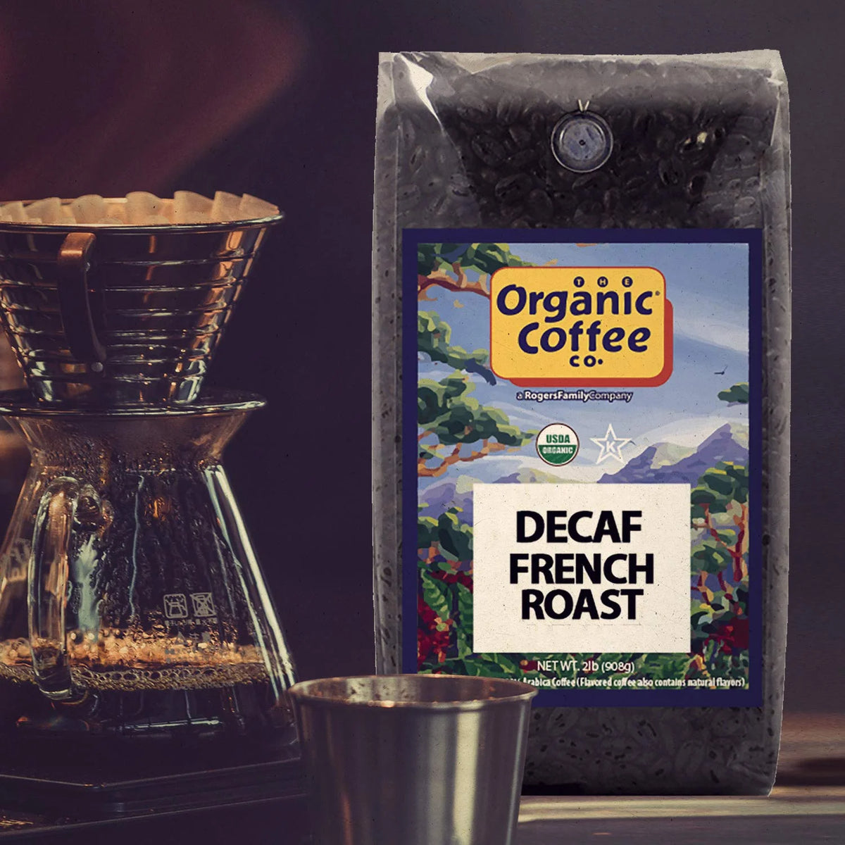 The Organic Coffee Co. DECAF French Roast Whole Bean Coffee, 2 lb bag