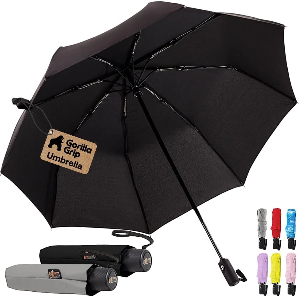 GORILLA GRIP Compact Travel Size Umbrella for Rain, Cats and Dogs