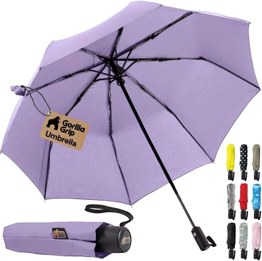 GORILLA GRIP Compact Travel Size Umbrella for Rain, Cats and Dogs