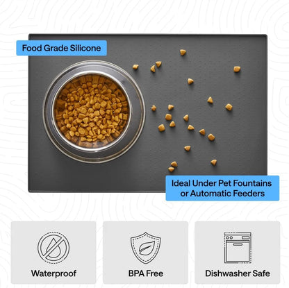 GORILLA GRIP Dog Food Mat, 100% Waterproof Silicone, 26x17 Navy