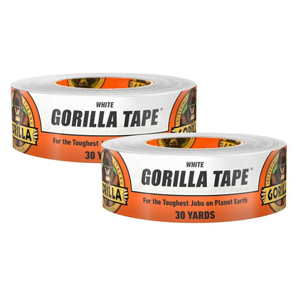 Gorilla Tape, White Duct Tape, 1.88" x 30 yd, White | (Pack of 12)