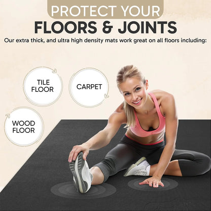 Gorilla Mats Large Exercise Mat – 6'x4', 7'x4', 7'x5', 8'x4', 10'x4' (1/4" Thick) – Ultra Durable Workout Mat for Home Gym Flooring – Non-Slip, Flat Fitness, Yoga & Weight Lifting Floor Mat