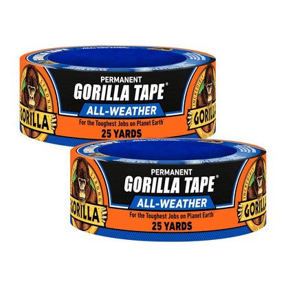 GORILLA All Weather Duct Tape, Black, 1.88" x 25 yd