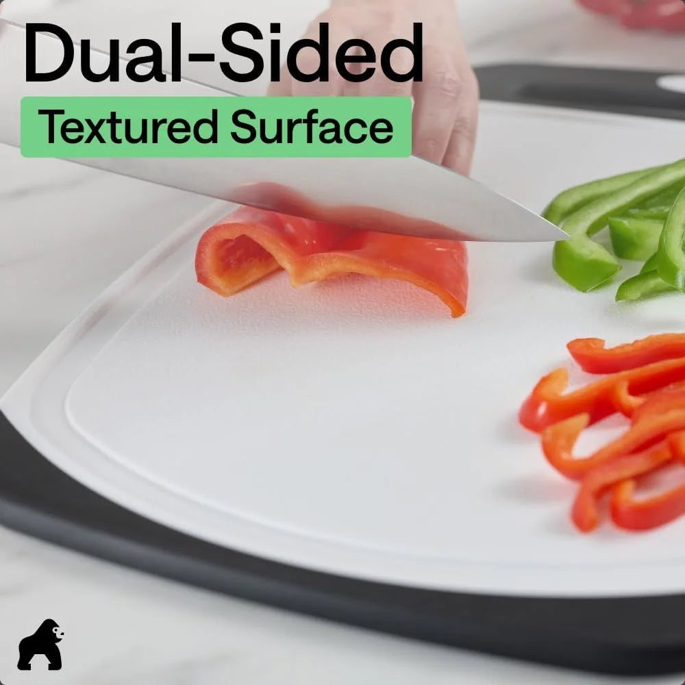 GORILLA GRIP BPA-Free Reversible Kitchen Cutting Board, Set of 3, Turquoise
