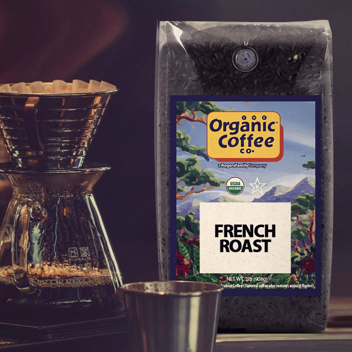 The Organic Coffee Co. DECAF French Roast Whole Bean Coffee, 2 lb bag