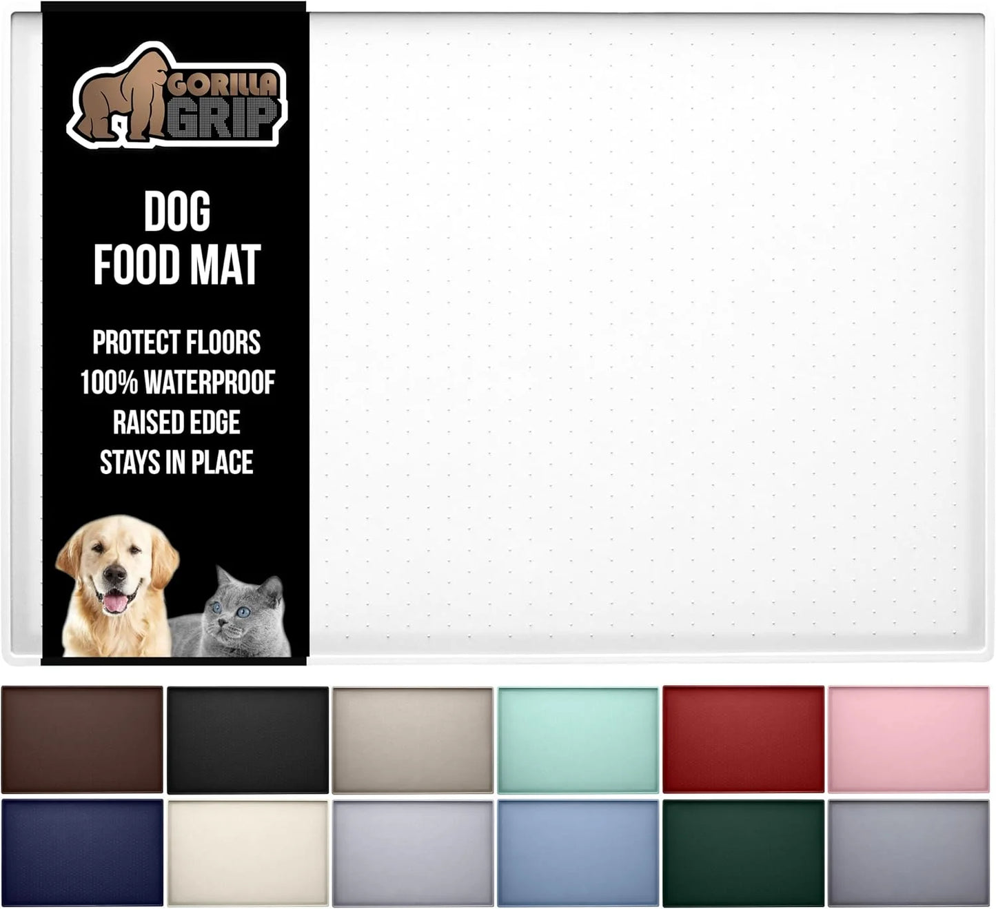GORILLA GRIP Dog Food Mat, 100% Waterproof Silicone, 26x17 Navy