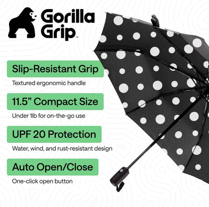 GORILLA GRIP Compact Travel Size Umbrella for Rain, Cats and Dogs