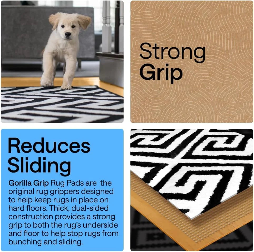 GORILLA GRIP® Slip Resistant Rug Pads for Hardwood Floor, 4x4 Cream