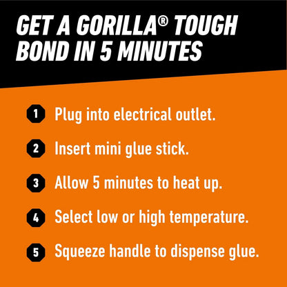 Gorilla Mini Hot Glue Gun Kit, Dual Temp, Includes 30 Sticks