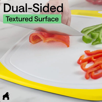 GORILLA GRIP BPA-Free Reversible Kitchen Cutting Board, Set of 3, Turquoise