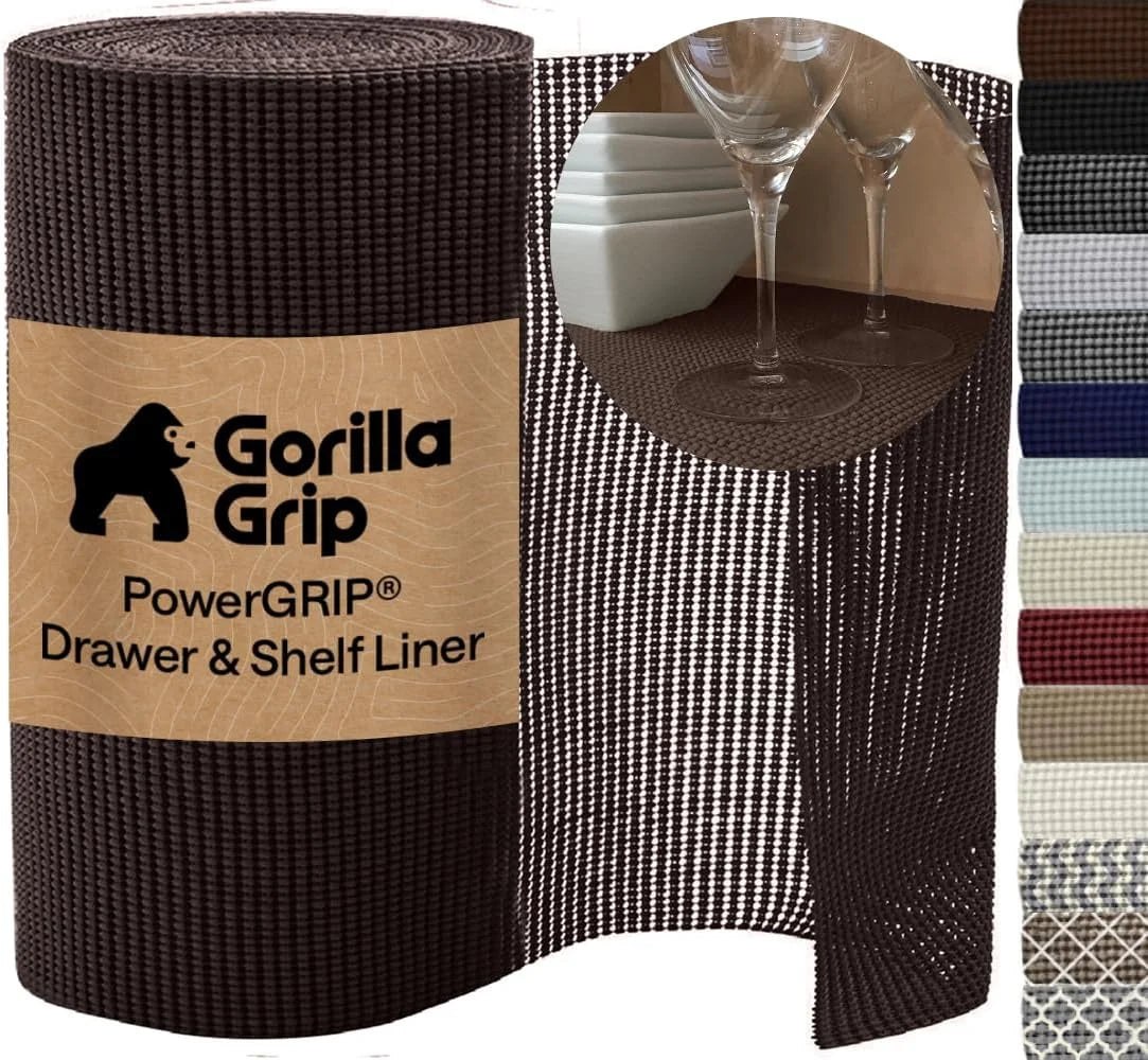 GORILLA GRIP powerGRIP Drawer Shelf and Cabinet Liner, 24"x30', Light Gray