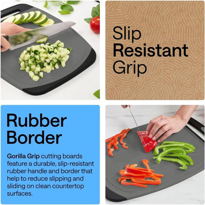 GORILLA GRIP BPA-Free Reversible Kitchen Cutting Board, Set of 3, Turquoise