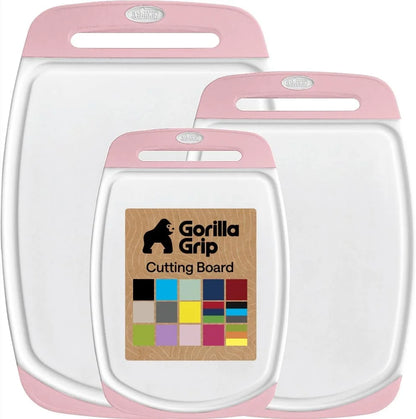 GORILLA GRIP BPA-Free Reversible Kitchen Cutting Board, Set of 3, Turquoise