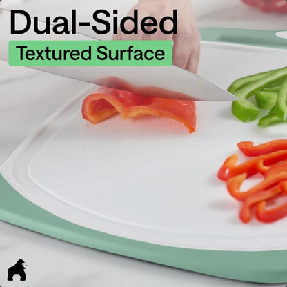 GORILLA GRIP BPA-Free Reversible Kitchen Cutting Board, Set of 3, Turquoise