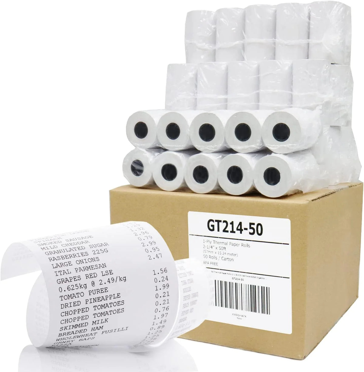 (50) Gorilla Supply 2 1/4 x 85 Thermal Paper Receipt Rolls Clover Mini Verifone VX510 VX570 FD50 T4220, 2.25 x 85 ft, POS/Cash Register Paper, BPA Free, 50 Rolls (Pack of 2)