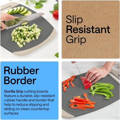 GORILLA GRIP BPA-Free Reversible Kitchen Cutting Board, Set of 3, Turquoise