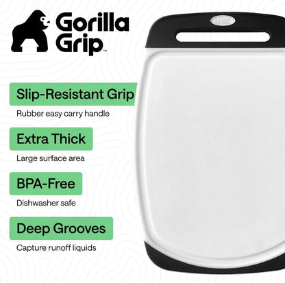 GORILLA GRIP BPA-Free Reversible Kitchen Cutting Board, Set of 3, Turquoise