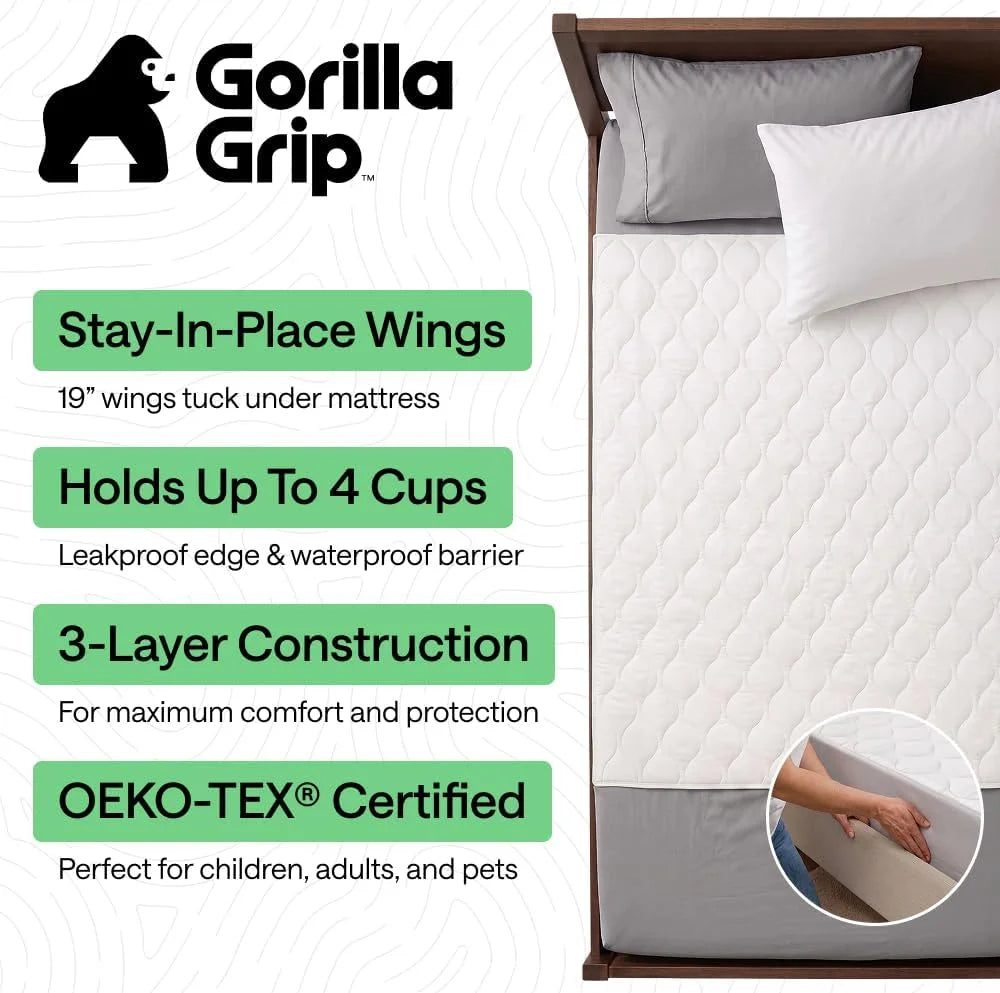 GORILLA GRIP Washable Reusable Underpads, 52x34 White