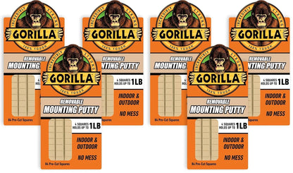 Gorilla Mounting Putty, Natural Tan Color, 168 Pre-Cut Squares, 2-Pack