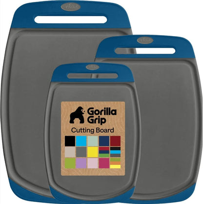 GORILLA GRIP BPA-Free Reversible Kitchen Cutting Board, Set of 3, Turquoise