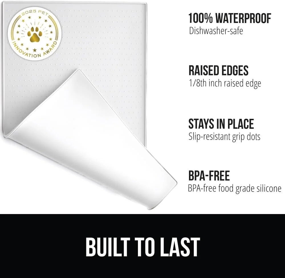 GORILLA GRIP Dog Food Mat, 100% Waterproof Silicone, 26x17 Navy