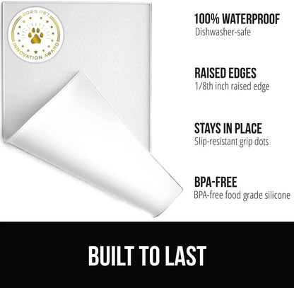 GORILLA GRIP Dog Food Mat, 100% Waterproof Silicone, 26x17 Navy