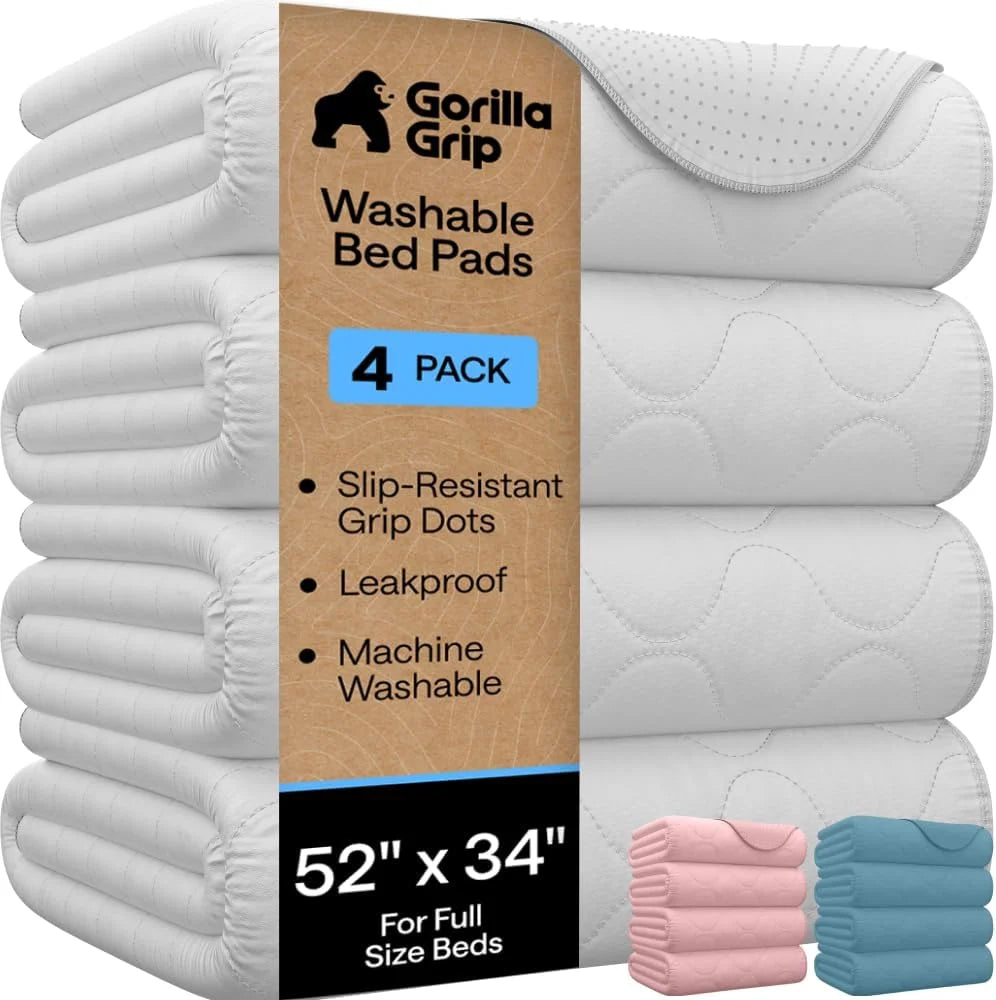 GORILLA GRIP Washable Reusable Underpads, 52x34 White