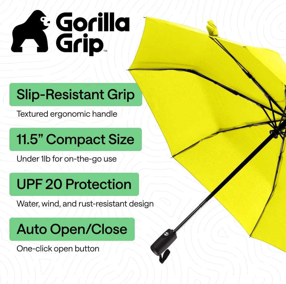 GORILLA GRIP Compact Travel Size Umbrella for Rain, Cats and Dogs