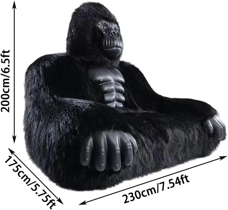 Giant Inflatable Gorilla Couch Blow Up Gorilla Sofa Furry Plush Orangutan Furniture for Lounging, Gaming or Movie Nights (Pink)