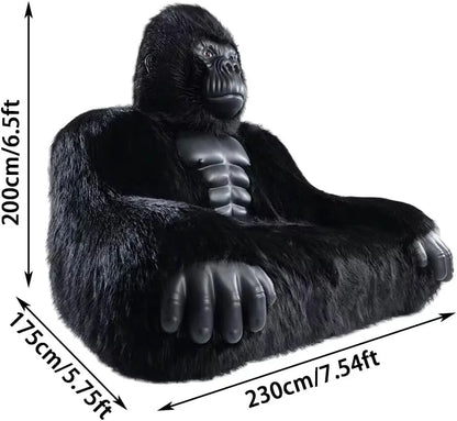 Giant Inflatable Gorilla Couch Blow Up Gorilla Sofa Furry Plush Orangutan Furniture for Lounging, Gaming or Movie Nights (Pink)