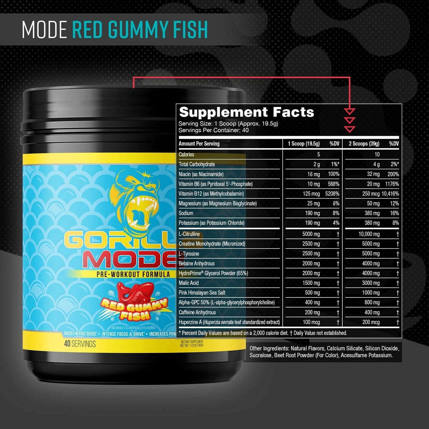 Gorilla Mode Pre Workout - Massive Pumps | 812g (BlackBerry Lemonade)