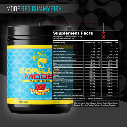 Gorilla Mode Pre Workout - Massive Pumps | 812g (BlackBerry Lemonade)