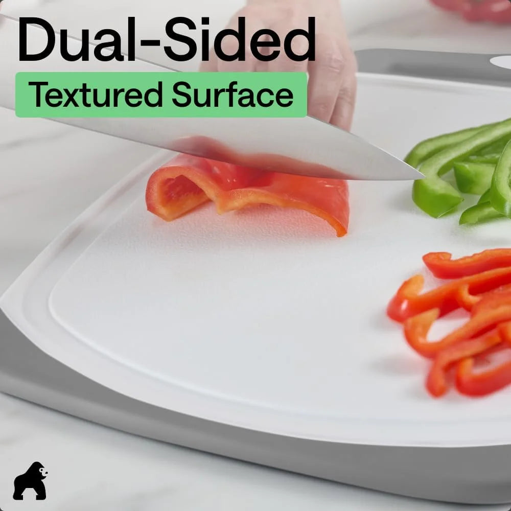 GORILLA GRIP BPA-Free Reversible Kitchen Cutting Board, Set of 3, Turquoise