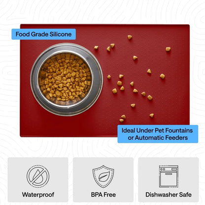 GORILLA GRIP Dog Food Mat, 100% Waterproof Silicone, 26x17 Navy