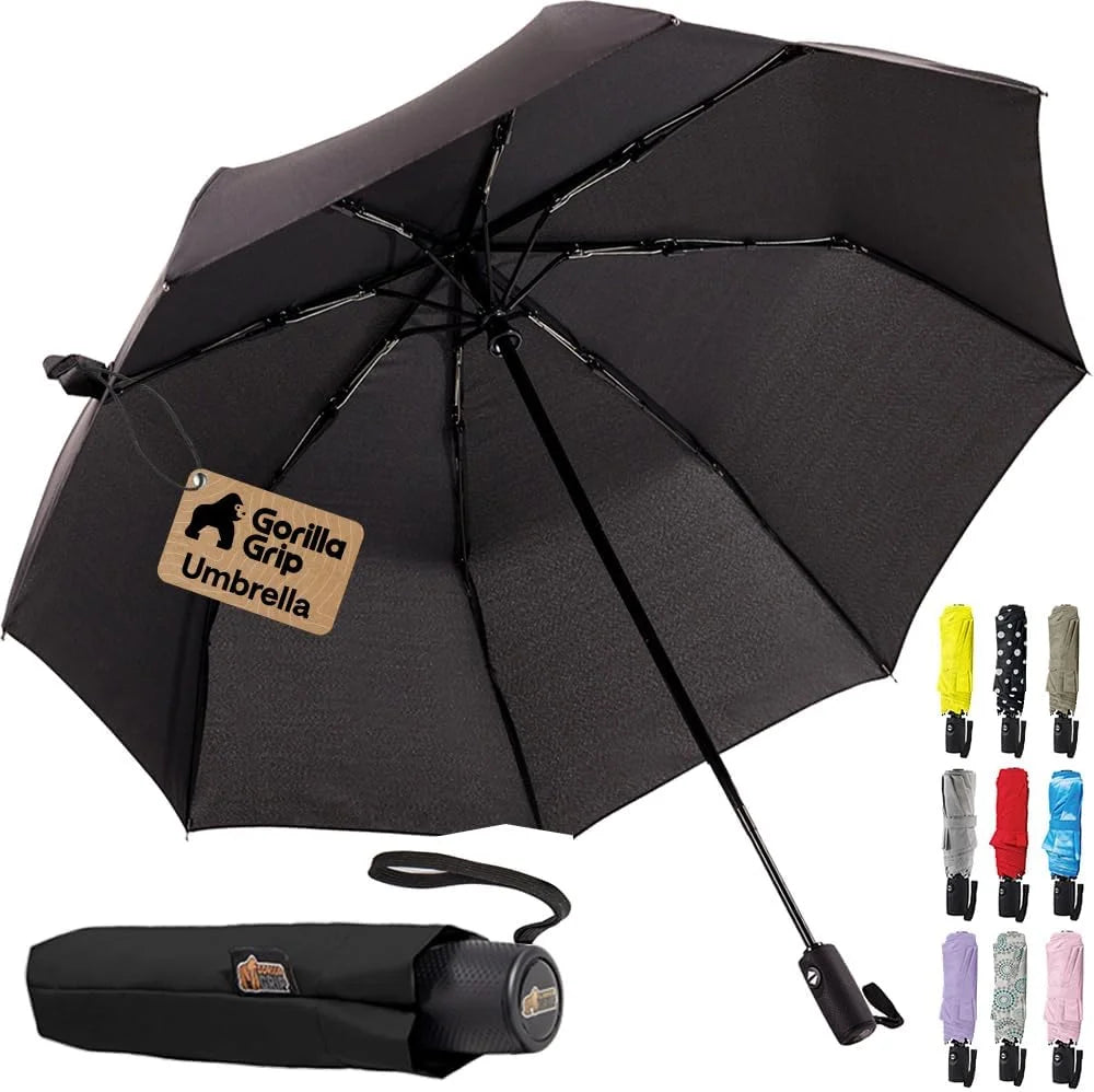 GORILLA GRIP Compact Travel Size Umbrella for Rain, Cats and Dogs