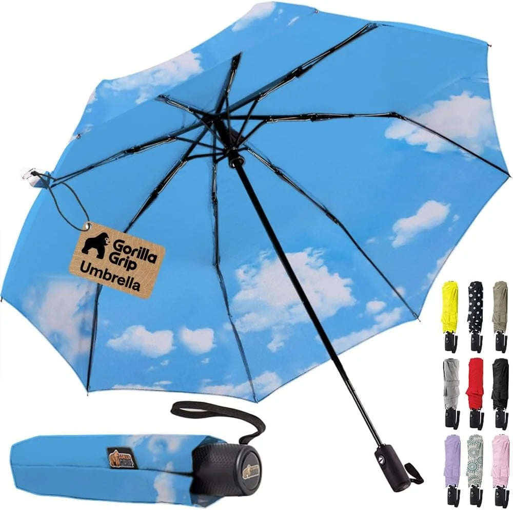 GORILLA GRIP Compact Travel Size Umbrella for Rain, Cats and Dogs