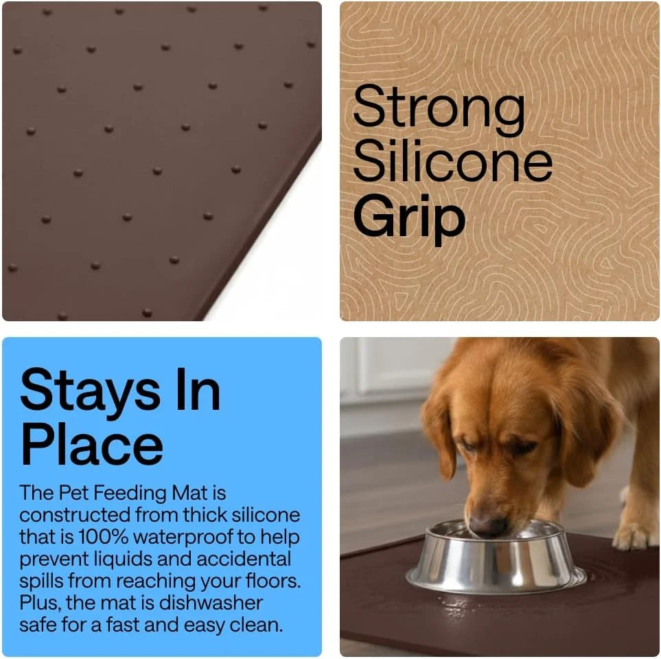 GORILLA GRIP Dog Food Mat, 100% Waterproof Silicone, 26x17 Navy