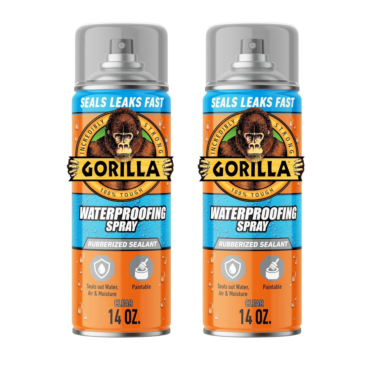 Gorilla Waterproofing Spray, Clear, 14 oz, 2-Pack, Flexible Sealant