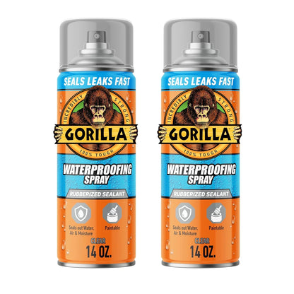 Gorilla Waterproofing Spray, Clear, 14 oz, 2-Pack, Flexible Sealant