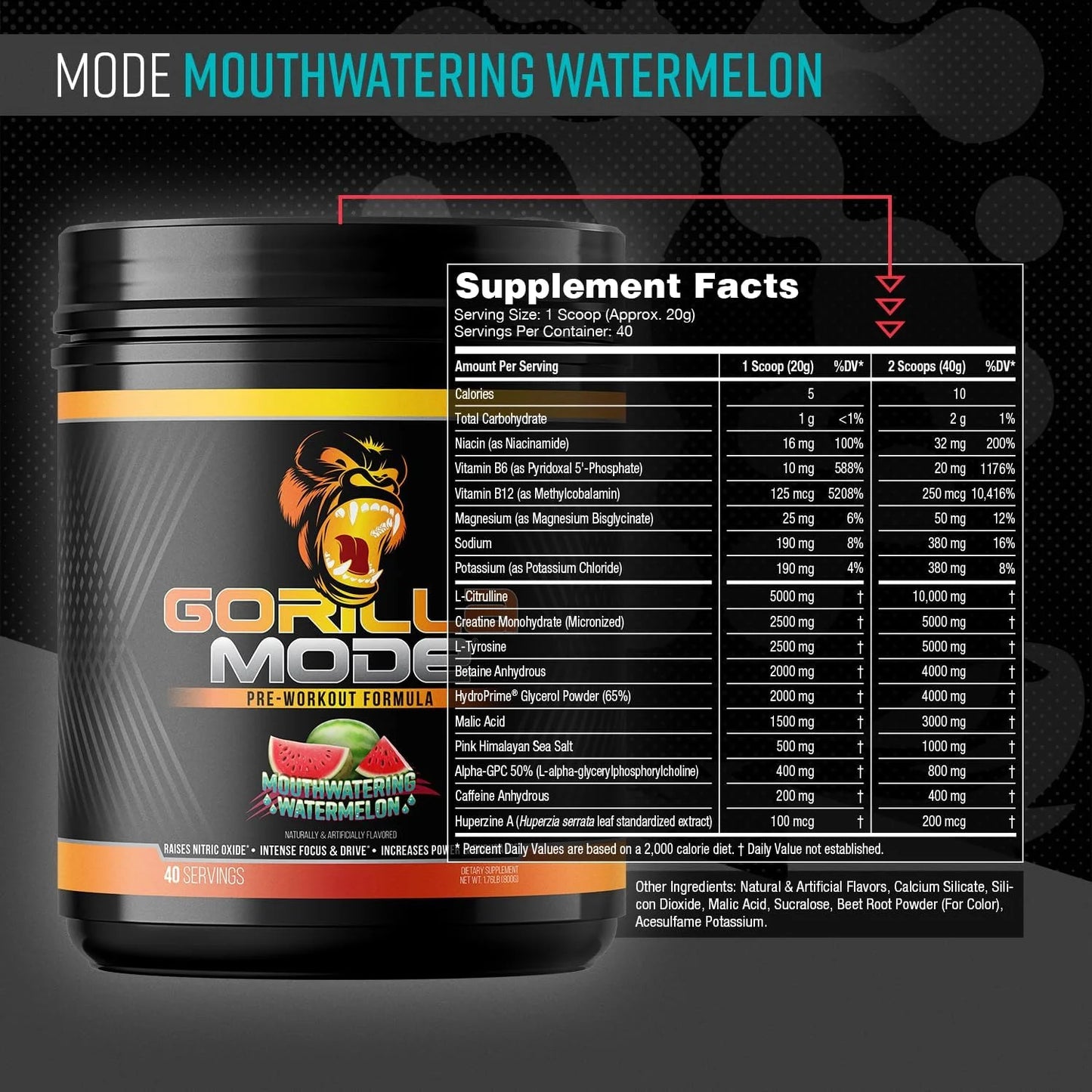 Gorilla Mode Pre Workout - Massive Pumps | 812g (BlackBerry Lemonade)