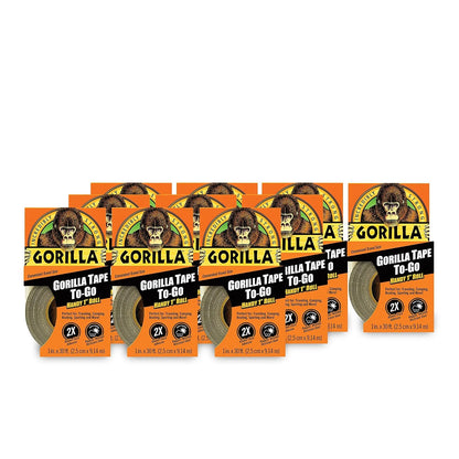 Gorilla 6100101-5 Duct Tape to-Go, 1" x 10 yd, Black, (Pack of 5), 5-Pack, 5 Piece