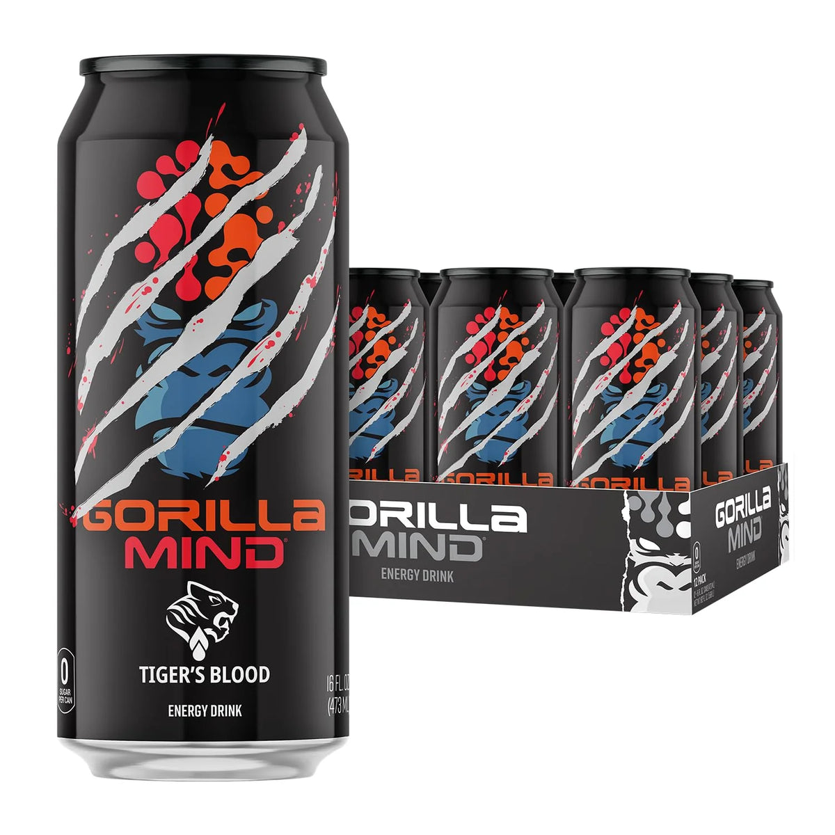 Gorilla Mind Energy Drink | 16oz, 12-Pack (Citrus Rain)