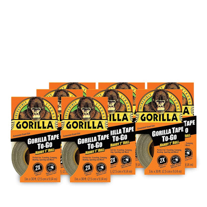 Gorilla 6100101-5 Duct Tape to-Go, 1" x 10 yd, Black, (Pack of 5), 5-Pack, 5 Piece