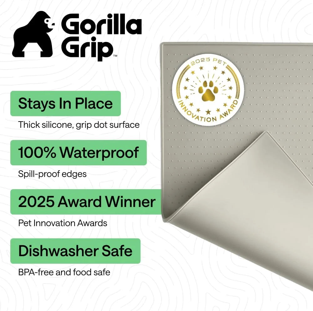 GORILLA GRIP Dog Food Mat, 100% Waterproof Silicone, 26x17 Navy