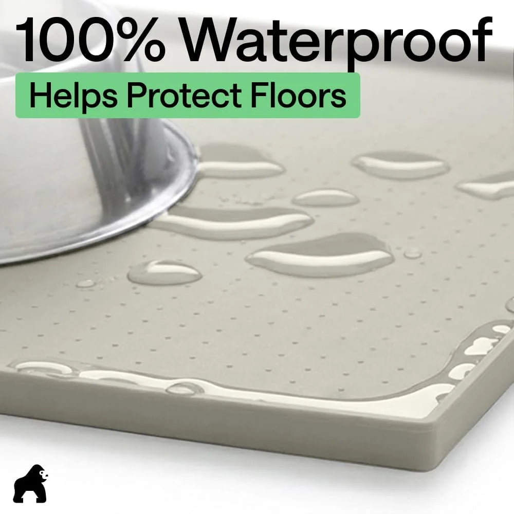 GORILLA GRIP Dog Food Mat, 100% Waterproof Silicone, 26x17 Navy