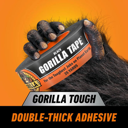 Gorilla Duct Tape, Black Tape, 1.88" x 35 yd (Pack of 6) - Heavy Duty and Weather Resistant for Indoor or Outdoor