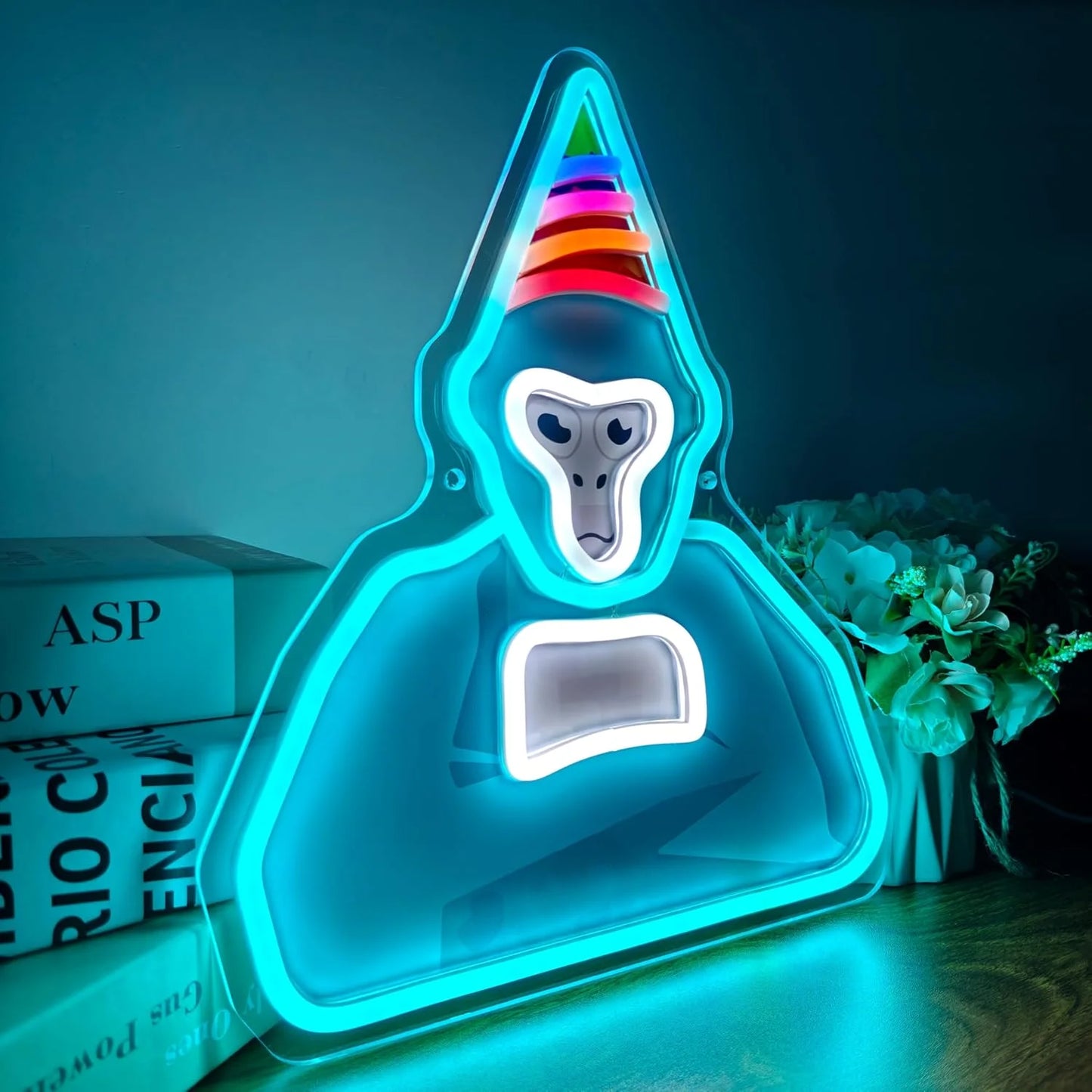Do You Wanna Play Mini Games? Neon Sign Fun Gaming LED Art for Game Rooms Decor Cute Monkey with Party Hat Sign for Mini Game Fans Night Lights for Bedroom Party Kids Room Wall Decor