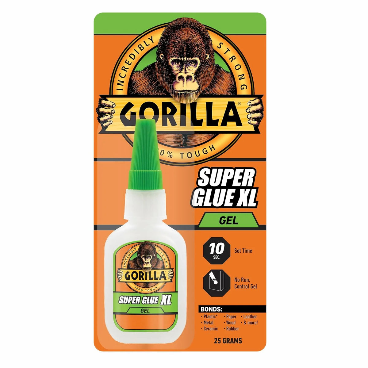 Gorilla Glue Super Glue Gel XL, Fast-Setting, Thicker Controlled No Run Formula, Anti-Clog Cap, Versatile Cyanoacrylate Glue, 25g, Clear (Pack of 2)